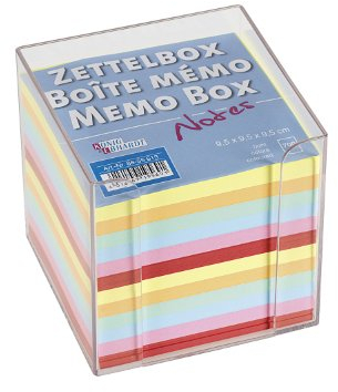 König & Ebhardt 8655613 Zettelbox (transparente Knststoffbox, 9,5 x 9,5 x 9,5 cm, 700 Blatt farbig)