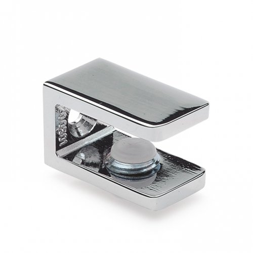 Glashalter eckig, 15 x 27mm, für 6-10 mm Glas, Zink glanzverchromt