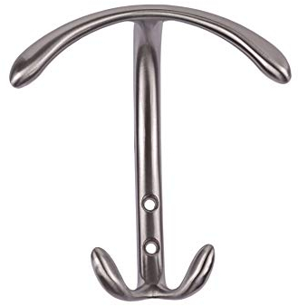 GedoTec Design Garderobenhaken Vintage Wandhaken Edelstahl gebürstet - MOON | Mantelhaken 127 x 125 mm | Doppel-Haken inkl. Befestigungsmaterial | 1 Stück - Kleiderhaken Garderobe für Wand-Montage