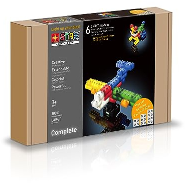STAX Stax_LS-M05006 STAX Junior Complete, kompatibel mit dem STAX Junior und Duplo, 34 STAX Bausteine in verschiedenen Farben und Formaten, USB Power Base und Kabel
