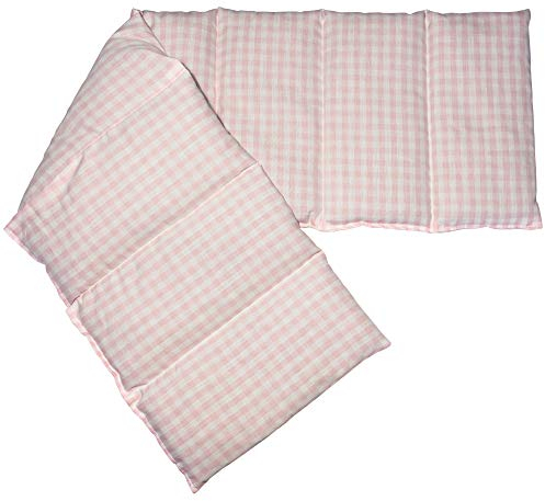 Kirschkernkissen XXL 8-Kammer, Wärmekissen Körnerkissen, 75x20cm - Bio Stoff rosa-weiß