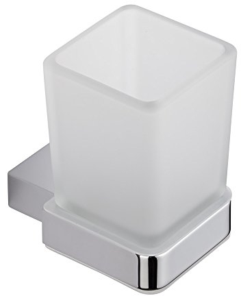 Milano Arvo Modern Wall Mounted Square Frosted Glass Bathroom Tumbler Chrome Holder