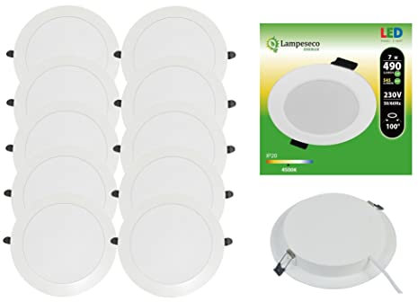 Lot de 10 Spot Encastrable LED Downlight Panel Extra-Plat 7W Blanc Neutre 4200-4500K