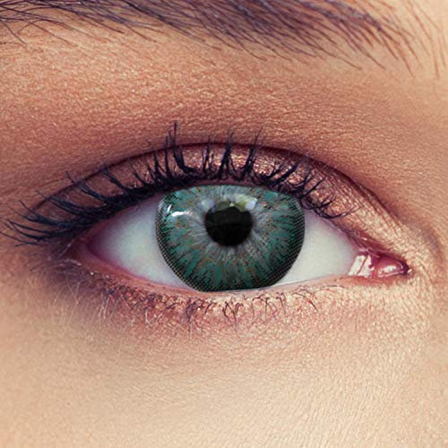 Designlenses, lentilles de couleur turquoise sans correction (0,00 dioptries), naturelles colorées, 30 jours d'utilisation, 1 paire (2 pièces) (Turquoise)