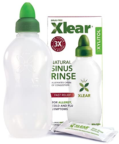 Xlear Nasendusche System mit Xylitol – Natürliche Nasenspülung mit Xylitol für schnelle Linderung bei Nebenhöhlendruck und Verstopfung – 2 Spülflasche