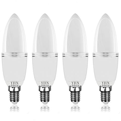 YIUN Lampadine a candela E14 LED, lampadine a LED 12W lampadine a LED 100 watt equivalenti, 1200lm, Bianco da 6000K, CRI> 80+, base decorativa a candela E14, Non dimmerabili, confezione da 4