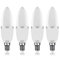 Yiun Bombillas de vela LED E14, Bombillas de candelabro LED 12W Equivalente de 100 vatios, 1200lm, 6000K, Vela decorativa E14, Lámpara LED no regulable, Paquete de 4