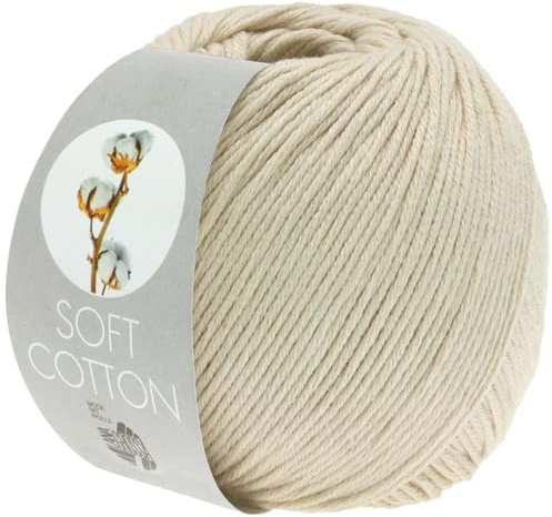LANA GROSSA Soft Cotton | Weiches Baumwollgarn mit modernem Mikrofaseranteil | Handstrickgarn aus 70% Baumwolle & 30% Polyacryl | 50g Wolle zum Stricken & Häkeln | 140m Garn FB3