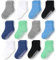 CozyWay Calcetines para niños pequeños de agarre sin deslizamiento, 12 paquetes para niños, negro/blanco/gris/Aqua azul/cielo azul/lima verde, 1-3 años