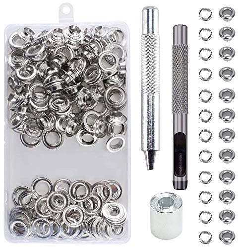 HO2NLE Grommet Werkzeug Kit 11 mm Ösen Set 100 Ösen Scheiben und Grommet Ösen mit Aufbewahrungsbox Ösenzange Ösenwerkzeug Set für Planen Leder Stoff Vorhang Poolabdeckung