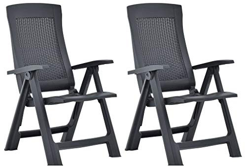 pedkit Verstellbare Gartenstühle 2 STK.Witterungsbest?ndig und pflegeleicht Klappstuhl Klappsessel Stuhl Campingstuhl Hochlehner Stühle Gartenstühle Gartenm?Bel Kunststoff Anthrazit