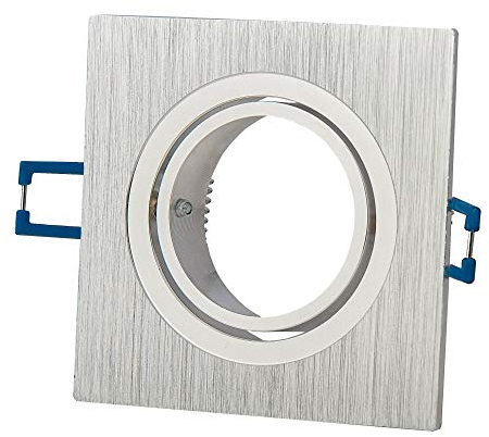 6x Einbaurahmen Set Edelstahl gebürstet eckig für Einbaustrahler aus Aluminium - Rahmen für GU10 MR16 Leuchtmittel - 70mm Bohrloch Deckenstrahler Strahler Einbauspot Einbauleuchte