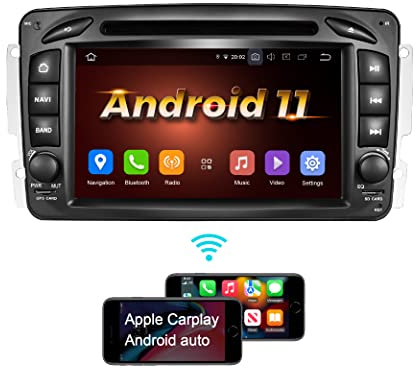 Amaseaudio Android 14 Autoradio 7zoll für Benz W168 W203 W209, Drahtloses Carplay Android Auto, DSP+, Unterstützung 4G WiFi Bluetooth 5.0/Rückfahrkamera/SIM-Kartensteckplatz