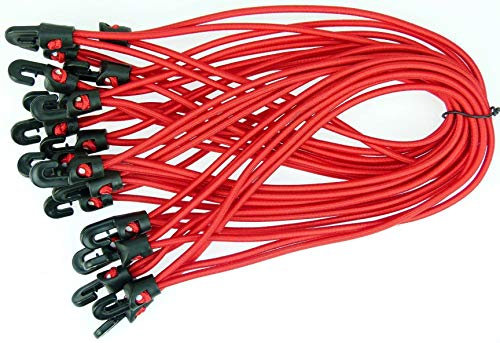 200 Stück Spannfix Planenspanner 25 cm, Ø 4 mm Rot - Spanngummi Expander mit Haken (200 Stück, Rot)