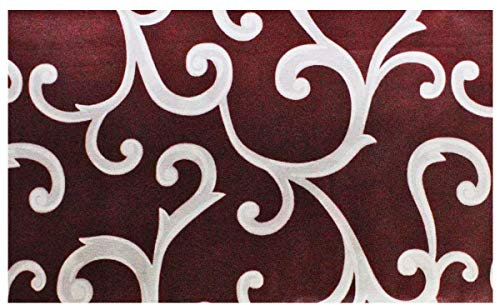 Russo Tessuti Coprifornello Maxi Piano Cottura Copri Fuochi Ghirigori Beige Nero B&A-Bordeaux