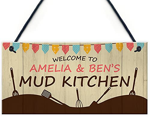 RED OCEAN PERSONALISED Mud Kitchen Hanging Garden Sign Play House Home School Gifts For Son Daughter