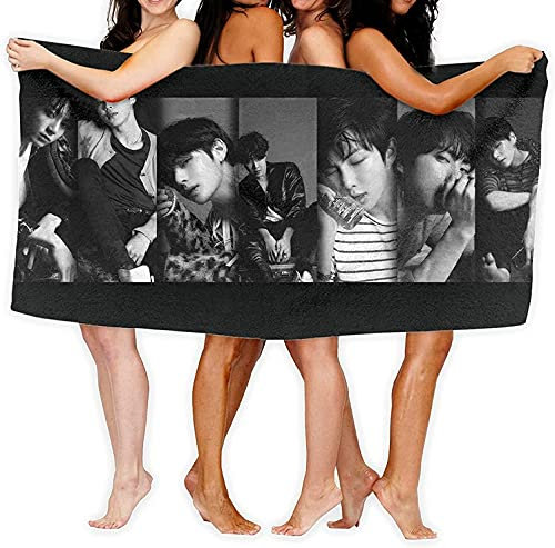 NICHIYOBI BTS Bangtan Boys 3D-Digitaldruck Badetücher,Weiche und Flauschige Strandtücher,modischer Auftritt,Reisetuch,Weich und lichtbeständig (18,100cmx180cm)