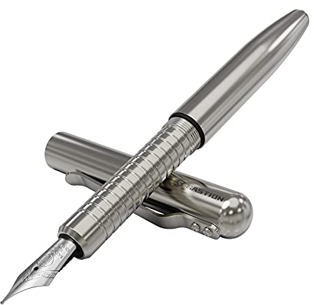 BASTION® Luxus-Füllfederhalter, für jeden Tag mit ultrafeiner Spitze für Geburtstagsgeschenk, Reise-Stift für Arbeit und Schule – Titan