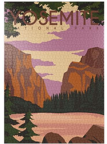 MyPuzzle Yosemite National Park Central California, USA, Art Deco Style Vintage Poster, Illustration - Premium 1000 Teile Puzzle - MyPuzzle Sonderkollektion von Puzzle Galaxy