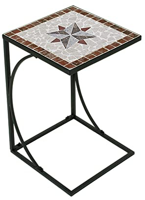 Lomadox Beistelltisch Gartentisch Balkontisch Tisch mit Mosaik in braun/grau/rot/beige