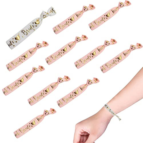 IOPYKKOA 11 Stück Team Bride Armbänder mit Goldener Schrift für Bachelorette Party und JGA Deko Frauen, 1 White Bride und 10 Rosa Team Braut für Junggesellenabschied Frauen, Bride to Be Dekoration