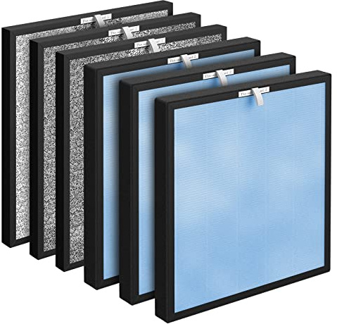 Paquete de 3 filtros HSP001 H13 True HEPA de repuesto compatibles con purificador de aire HSP001 con carbón activado, prefiltro y catalizador frío