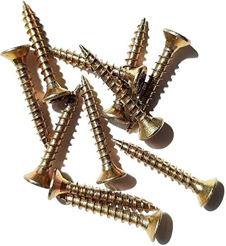 Wood Screws Zinc Plated Yellow M3 Long 1 inch 3.5 x 25mm (0.14x 1) Box Of 100