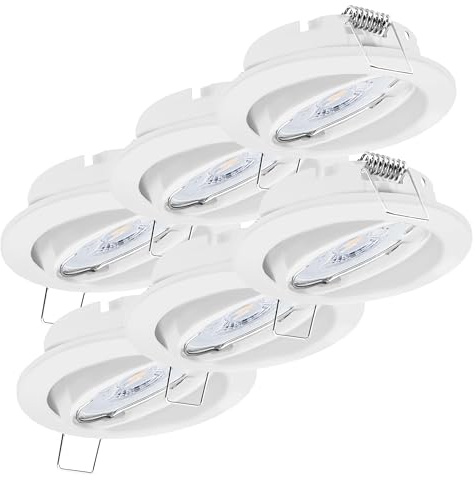 Oktaplex 6er Set Dijon Einbaustrahler LED 230V schwenkbar 22mm Einbautiefe | Warmweiß 2700K, Lochmaß 68mm, 4,8W, 380lm, 110°, Spots Weiß ultra flach
