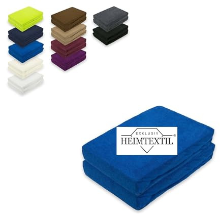 EXKLUSIV HEIMTEXTIL Frottee Spannbettlaken Marke Doppelpack 70 x 135 cm 80% Baumwolle, 20% Polyester Öko - Tex Zertifiziert, Markenqualität, Matratzenhöhe bis 10 cm, Royalblau