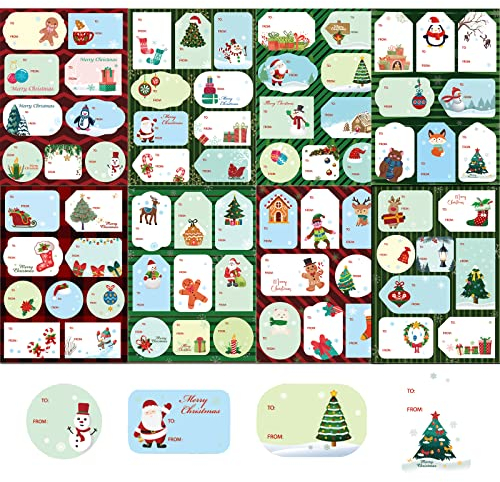 Étiquettes adhésives pour cadeaux de Noël, Autocollants de nom de Noël, étiquettes adhésives pour la collection de Noël, étiquettes pour porte-noms pour emballages de cadeaux de Noël
