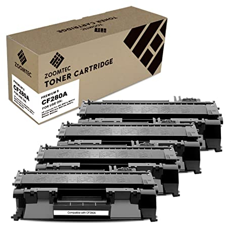 ZOOMTEC Kompatibel für HP CF280A 80A Tonerkartusche kompatibel mit HP Laserjet Pro 400/400dn/400dw/400d/M401dn/M401a/M401d/M401n/M401dne/M401dw MFP M425dw/M425dn Drucker(4er-Pack, Schwarz)