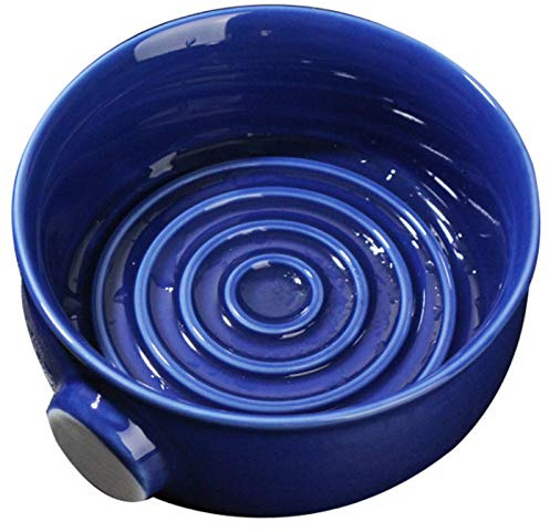 Tasse à raser en céramique pour homme - Large ouverture pour blaireau de rasage et savon à raser - Bleu roi