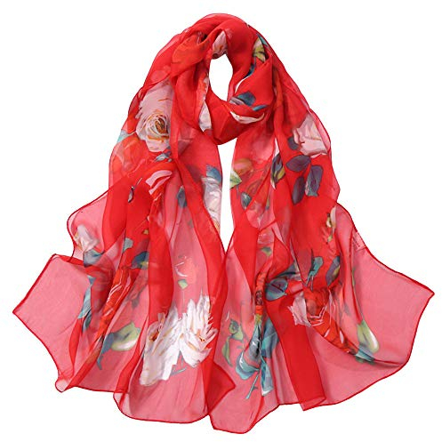 Seidenschal Damen Elegant Voile Sommer Herbst Stola Lang XXL Seidentuch Elegant Weich Frauen Warm Groß Halstuch Seidentücher Poncho Schleiertuch