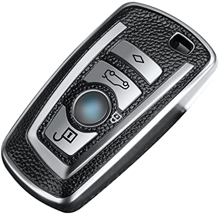 ontto Schlüsselhülle Passt für BMW 520 525 f30 f10 F18 118i 320i 1er 3er 5er 7er X3 X4 M3 M4 M5 E34 E90 E60 E36 Autoschlüssel Hülle TPU Silikon Schlüsseletui Schutzhülle Schlüsselanhänger-Leder Silber