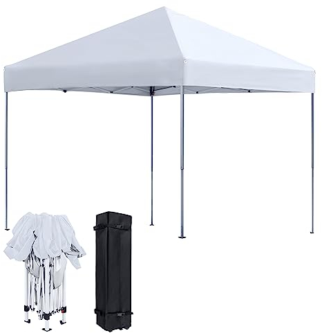 YRHome Pavillon Faltbar Anthrazit Pop Up Faltpavillon Pavillon 3x3m Wasserdicht Winterfest Stabil UV-Schutz Gartenpavillon Gartenzelt Partyzelt Outdoor Festzelt Höhe bis 2.6m, Weiß