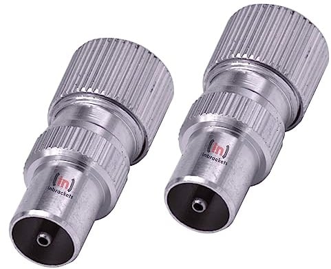 Inbrackets Male Coaxial TV Aerial Connector Plugs for RF Cable/Freeview - Durable Metal Construction - Pack of 2