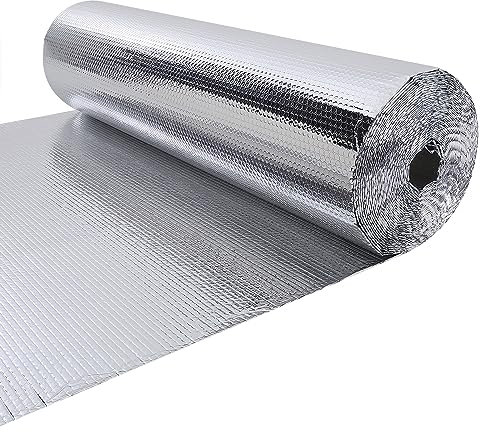 The Fellie 10m x 1.2m Aluminium Bubble Foil Insulation Roll, Radiator Foil Insulation Thermal Wrap Roll, Radiator Reflector Panels for Windows Floor Van Camper Wall Roof, 3mm Thickness