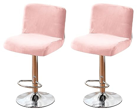 RAKTOV 2 Stück Barhocker-Bezüge, abnehmbarer Hocker-Kissenbezug, Stretch-Stuhlbezug, Esszimmerstuhl-Schutzbezug, Stuhlsitzbezug für Barhocker, Rückstuhl, Rosa