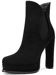 QUEEN HELENA Stivaletti Chelsea con Tacco Alto con Plateau Donna K3234 (Nero, Sistema Taglie Calzature EU, Adulto, Donna, Numero, Media, 40)