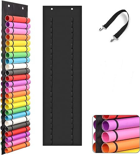Vinyl Roll Holder with 48 Compartment Adjustable Size Vinyl Roll Organizer Vinyls Rolls Rack Wall Mount/ Hanging Over The Door for Vinyls Sheets Wrapping Paper Heat Transfer Paper Design Drawings