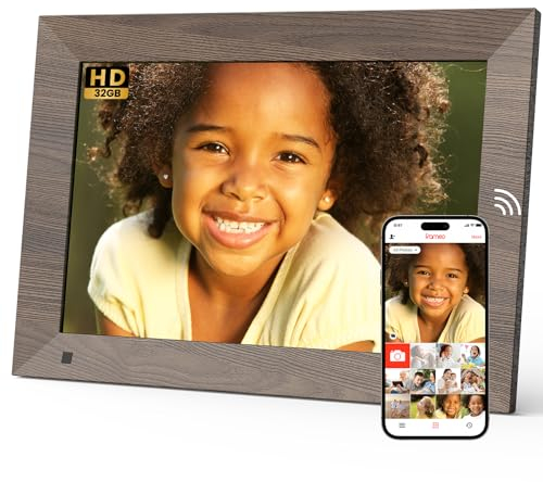 Digitaler Bilderrahmen 10.1 Zoll WLAN mit 32GB Speicher 1280 * 800 IPS HD Touchscreen mit Bewegungssensor SONVGOO Automatische Drehung, Teilen von Fotos oder Videos überall über Frameo App
