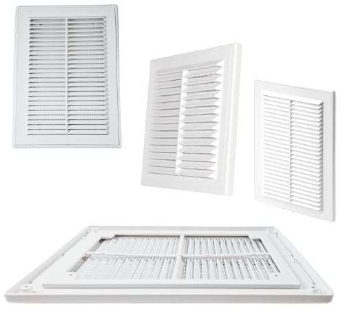 MYPURECORE White Air Vent Cover - Durable Louvre Grill with Insect Mesh - Wall Vents for Homes, Sheds, Tumble Dryers & Doors - Various Sizes (210mm x 210mm)