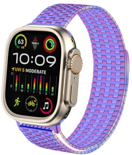 Juntan Kompatibel mit Apple Watch Armband 49mm 45mm 44mm 42mm 41mm 40mm 38mm, Magnet Einstellbar Armbänder für iWatch Series Ultra 2 9 8 7 SE 6 5 4 3 2 1 (42mm/44mm/45mm/49mm, Bunt)