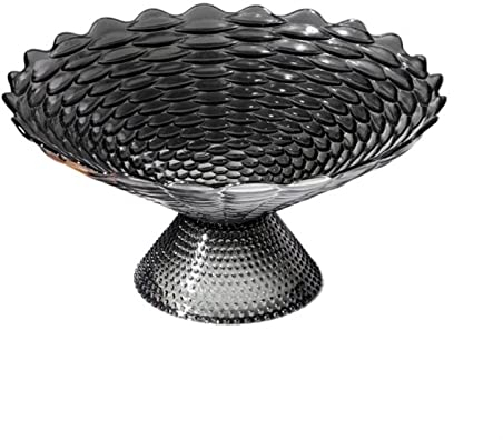 WAOCEO Obstkörbe Licht Luxus Glas Obst Platte High-end-Tablett Mode Candy Snack Schüssel Hause Dekoration Dekoration Dessert Schüssel Obst Etagere (Color : Grigio, Size : S)