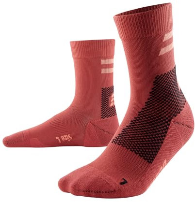 CEP - Training Compression Socks MID Cut Unisex | Kompressionssocken für Damen und Herren | Atmungsaktive Sportsocken mit Kompression und Polsterung | Funktionssocken | Red | S