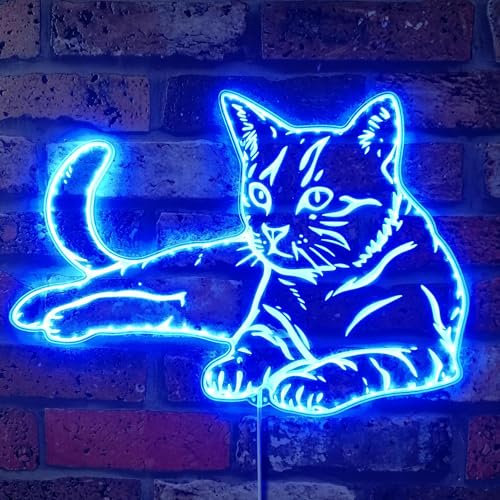 ADVPRO St06s66-fnd-i0039-c RGB-dynamisches Glam-LED-Schild, Cut-to-Edge-Form, intelligente 3D-Wanddekoration, mehrfarbig, dynamische Beleuchtung, Motiv: Family Cat