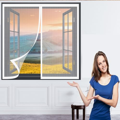 Moustiquaire Magnétique Porte 92 x 152 cm en Maille Rideau Aimantée Fermeture Automatique Auto-Adhésif Rideau pour Fenetre Coulissante, Blanc