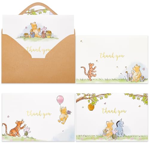 Crisky 50 Pack Cute Bear Thank You Cards Blank Inside with Envelopes and Stickers for Birthdays, Baby Showers, Friendsgiving