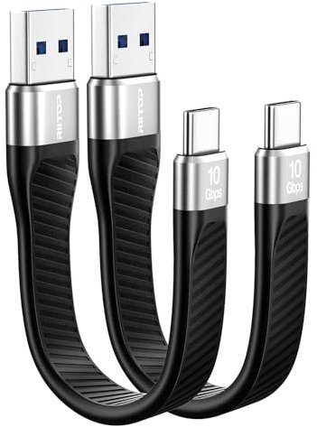 RIITOP Lot de 2 câbles USB C - 13 cm - Câble de charge USB A vers USB C - Câble USB A vers type C - Transfert de données 10 Gbps - Charge rapide QC 3.0 - Compatible avec iPhone 15 Pro /15Pro Max/Plus,
