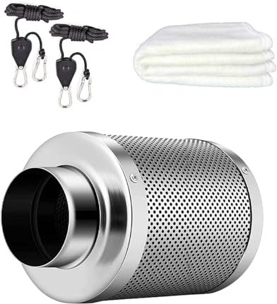 Filtre à Charbon Actif 100MM, Filtre à Air Filtre à Odeurs Filtre à Air D'échappement Filtre à Charbon Actif Kit D'épurateur D'odeurs Pour Ventilateur En Ligne Bride Réversible.
